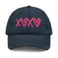 Distressed Embroidered Hat — Pink XOXO Heart Baseball Cap