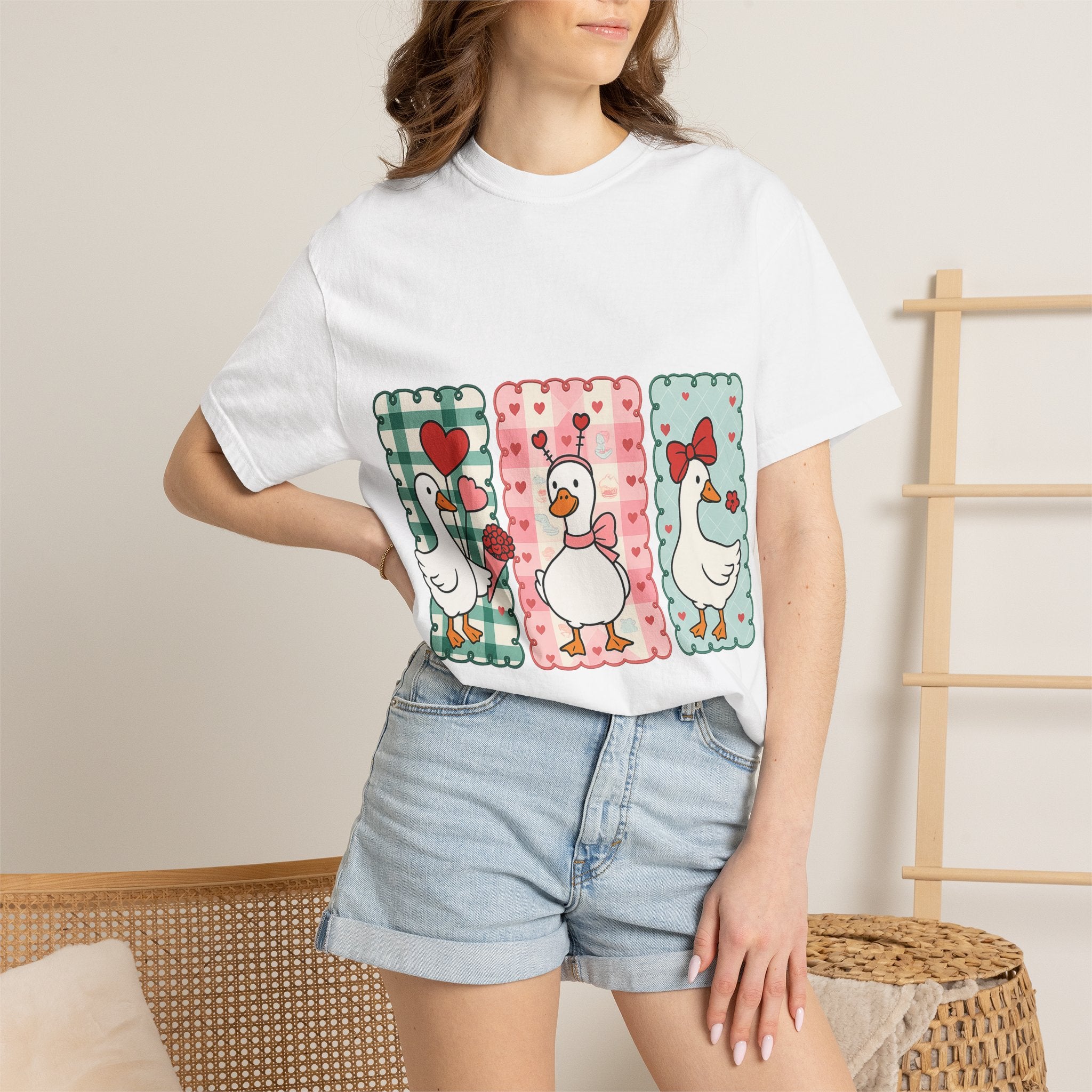 Cute Goose Trio T-Shirt — Whimsical Farm Animal Graphic Tee